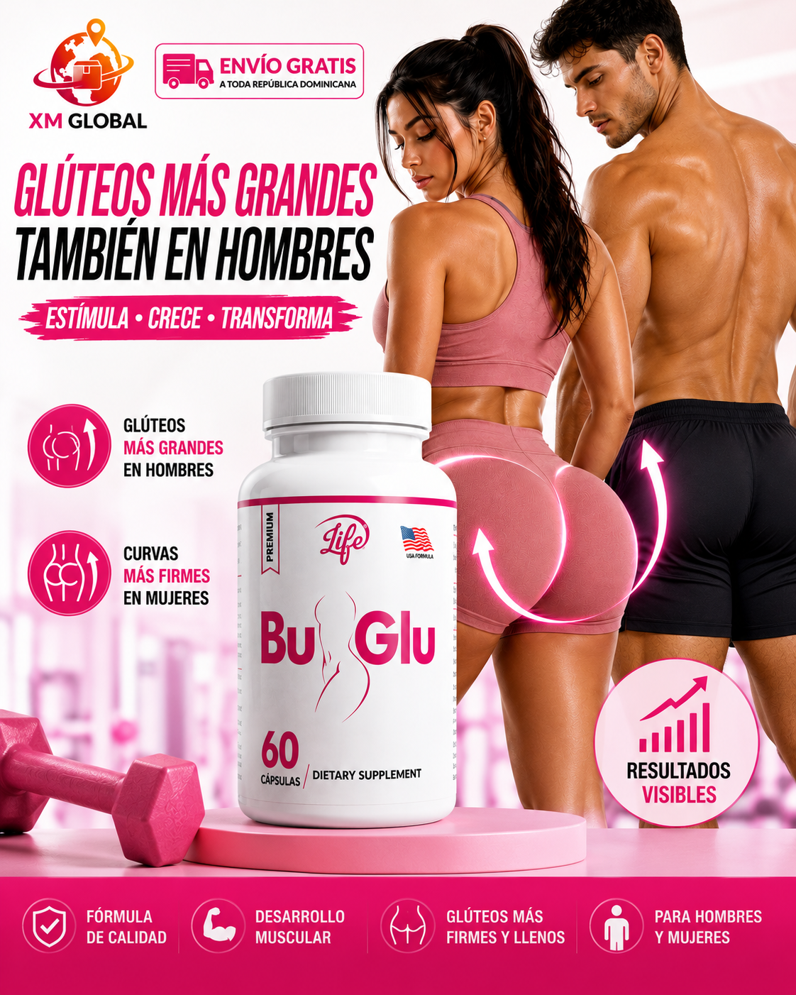 BU-GLU EL SUPLEMENTO IDEAL PARA AUMENTAR TUS GLUTEOS  | 60 Cápsulas