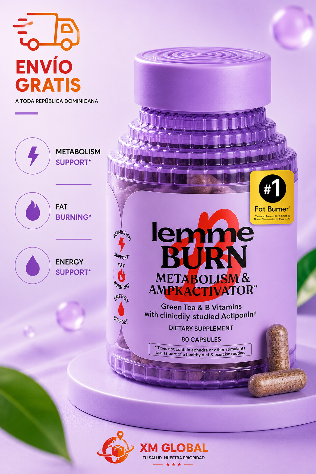 Lemme Burn Acelera tu Metabolismo y Quema Grasa Naturalmente 💊 60 capsulas