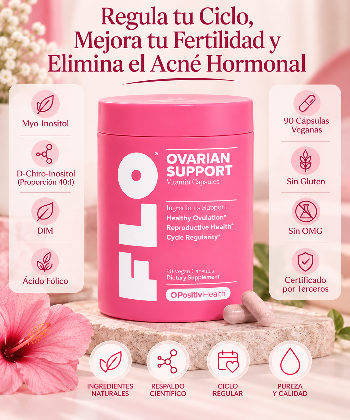 "OvarianSupport— Regula tu Ciclo menstrual, Mejora tu Fertilidad y Elimina el Acné Hormonal—Todo con un Solo Suplemento"