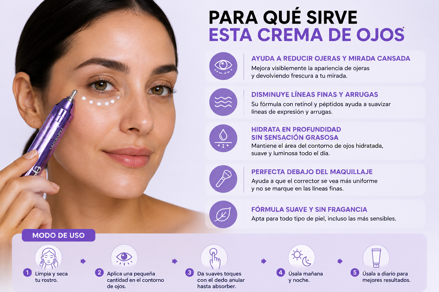 Crema de Ojos con NAD+ y Retinol para Ojeras, Arrugas y Mirada Cansada
