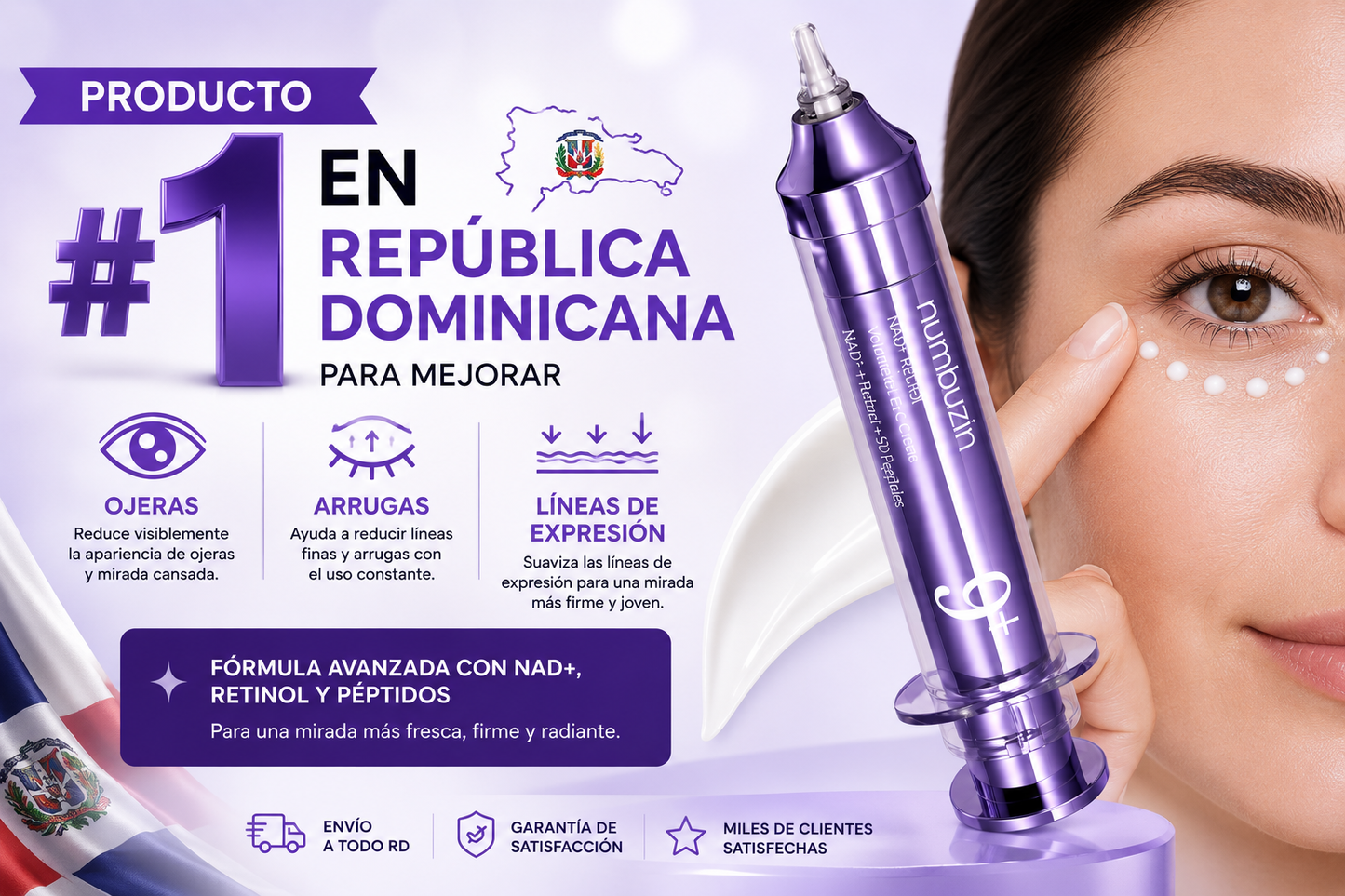 Crema de Ojos con NAD+ y Retinol para Ojeras, Arrugas y Mirada Cansada