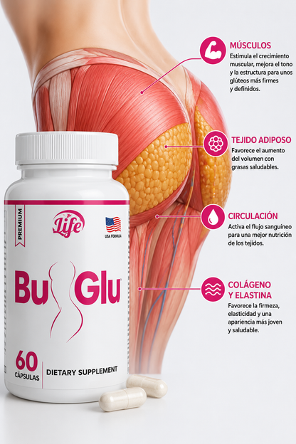 BU-GLU EL SUPLEMENTO IDEAL PARA AUMENTAR TUS GLUTEOS  | 60 Cápsulas